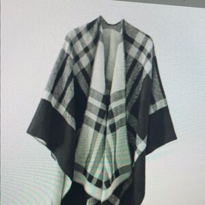 Plaid Black and Gray Women's Cape